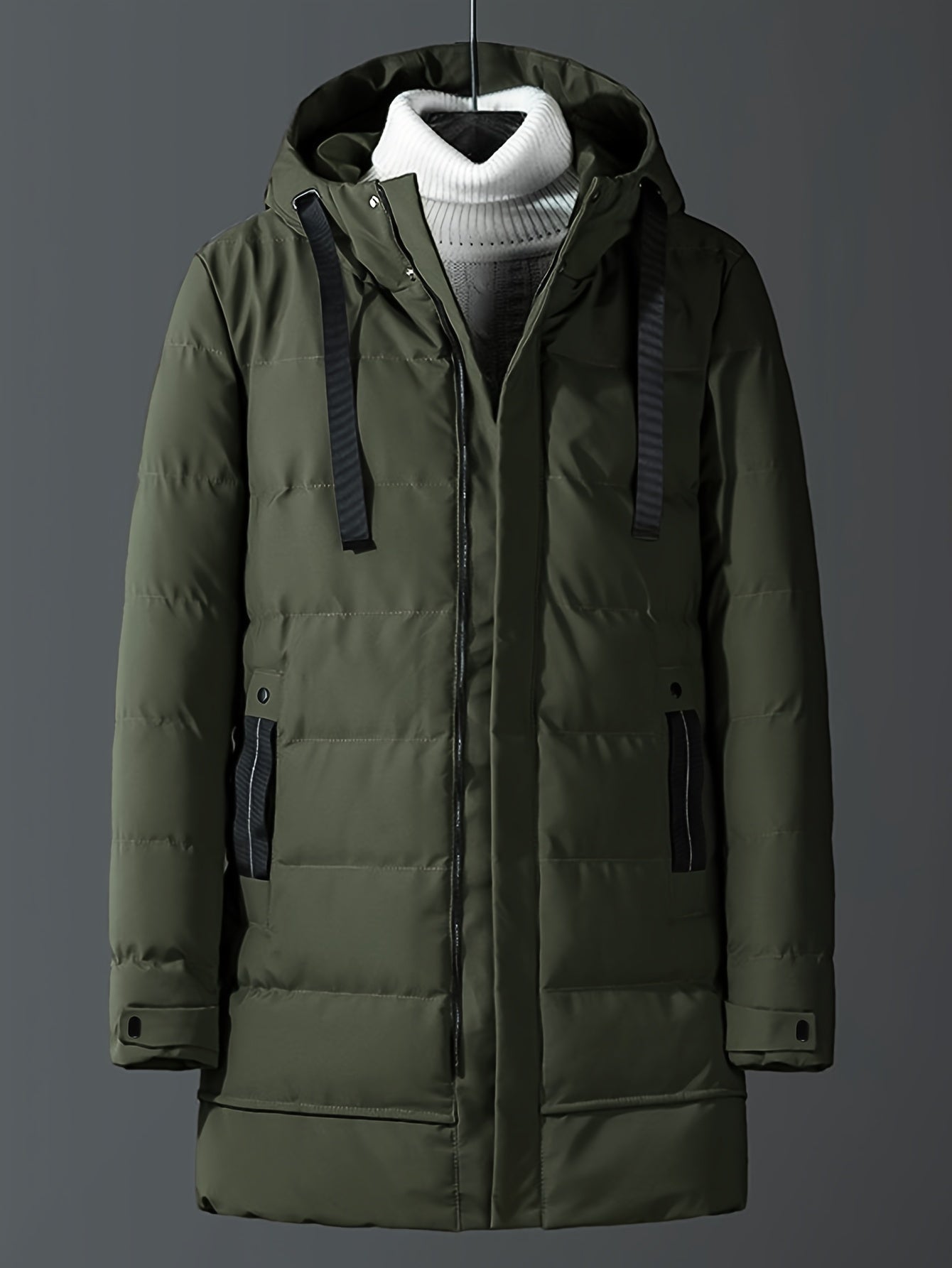 WW | Windproof Mid-Length Zipper Hooded Winter Jacket - Ideal for Winter