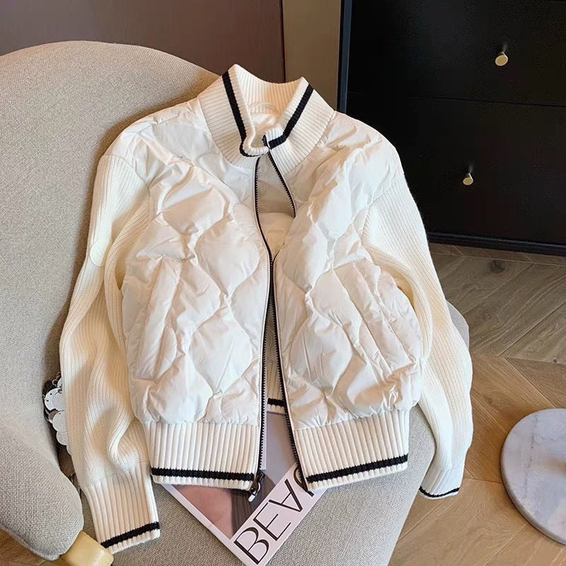 WW | Patchwork-Strickjacke für Damen - Leichte und warme Steppjacke für einen lässigen Stil