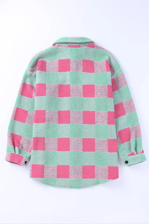 WW | Karo Farbblock Freizeit Übergroße Jacke