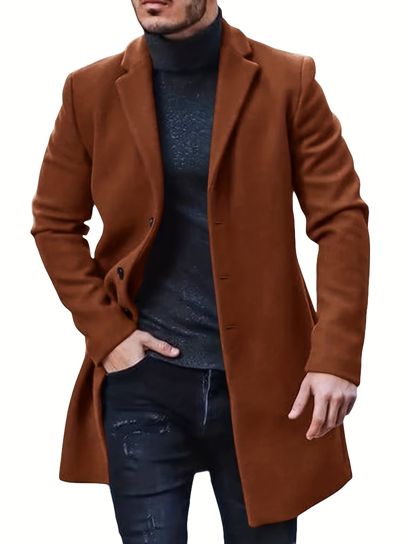 WW | Mid-Length Button-Down Trench Coat For Men - Perfect for WW | Days