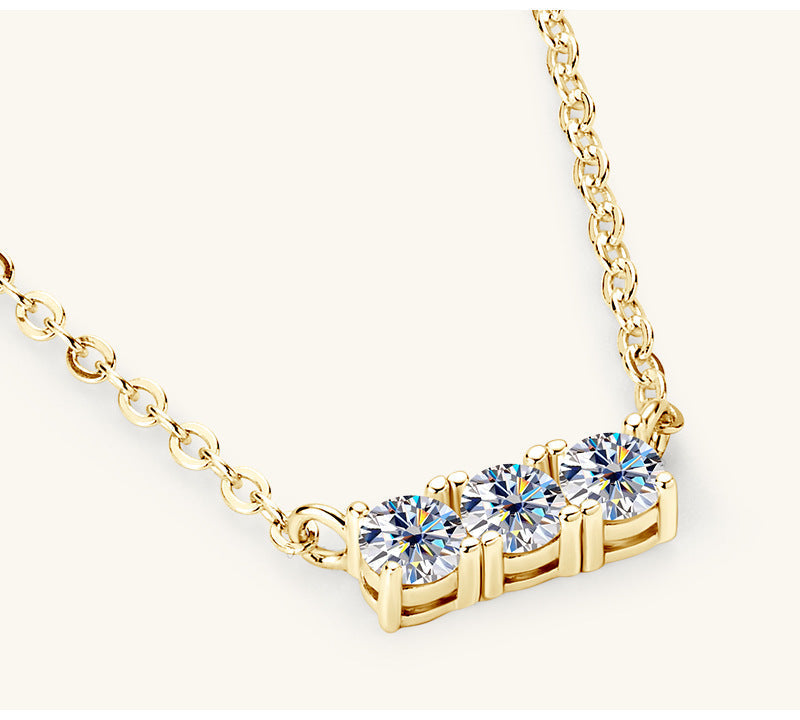 WW | 925 Sterling Silver Inlaid Moissanite Bar Necklace