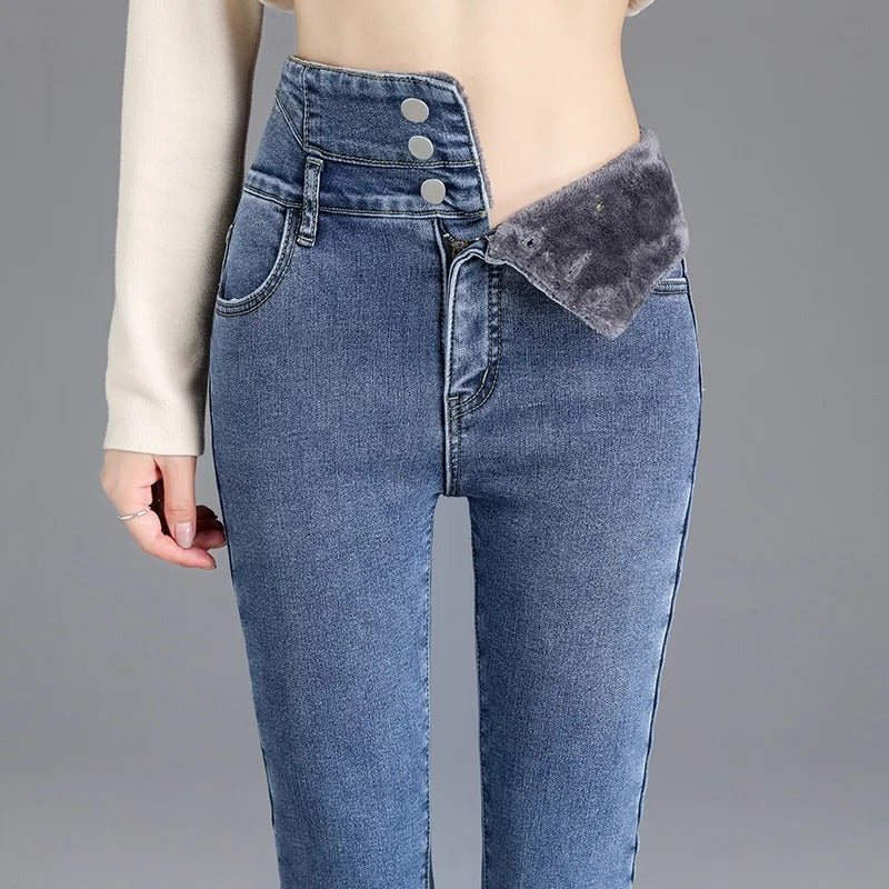 WW | Stylische High-Waist-Jeans mit Fleecefutter