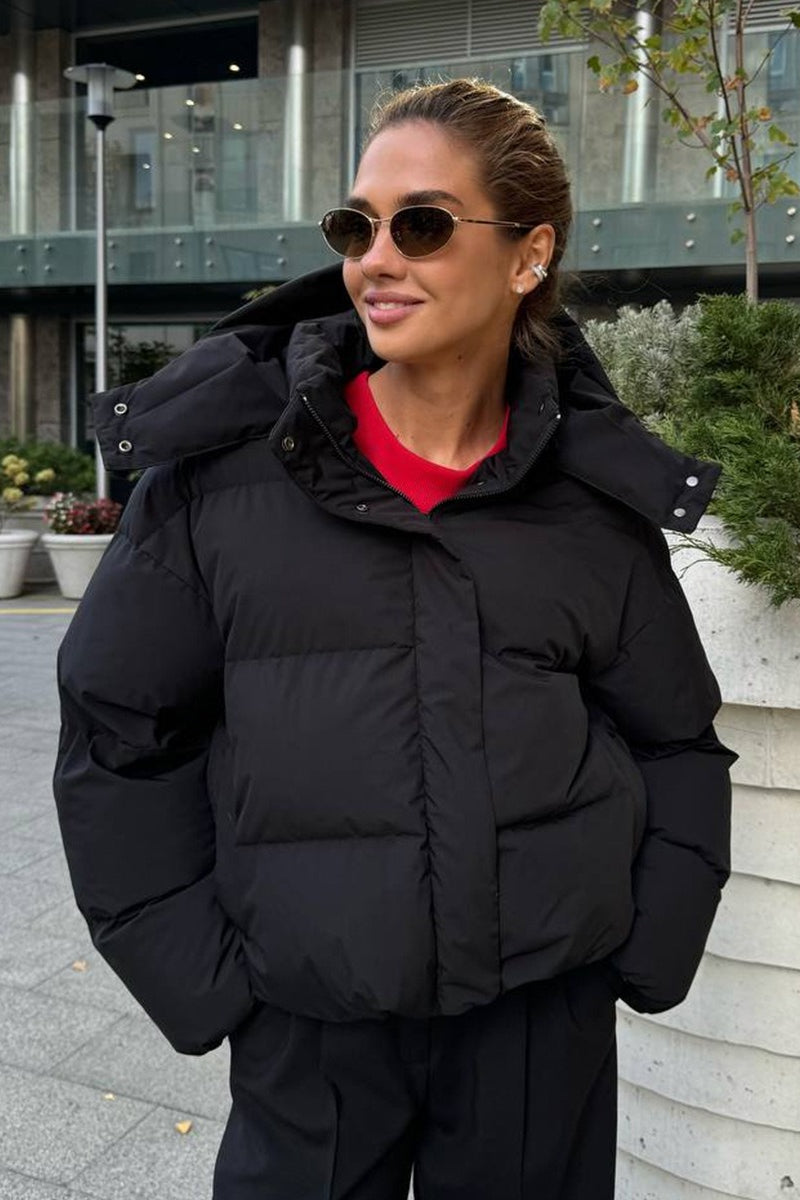 WW | Passform Gekürzte Kapuzenpuffjacke