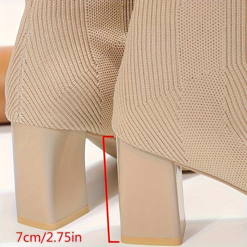 WW | Half-Height Knitted Boots With Block Heel