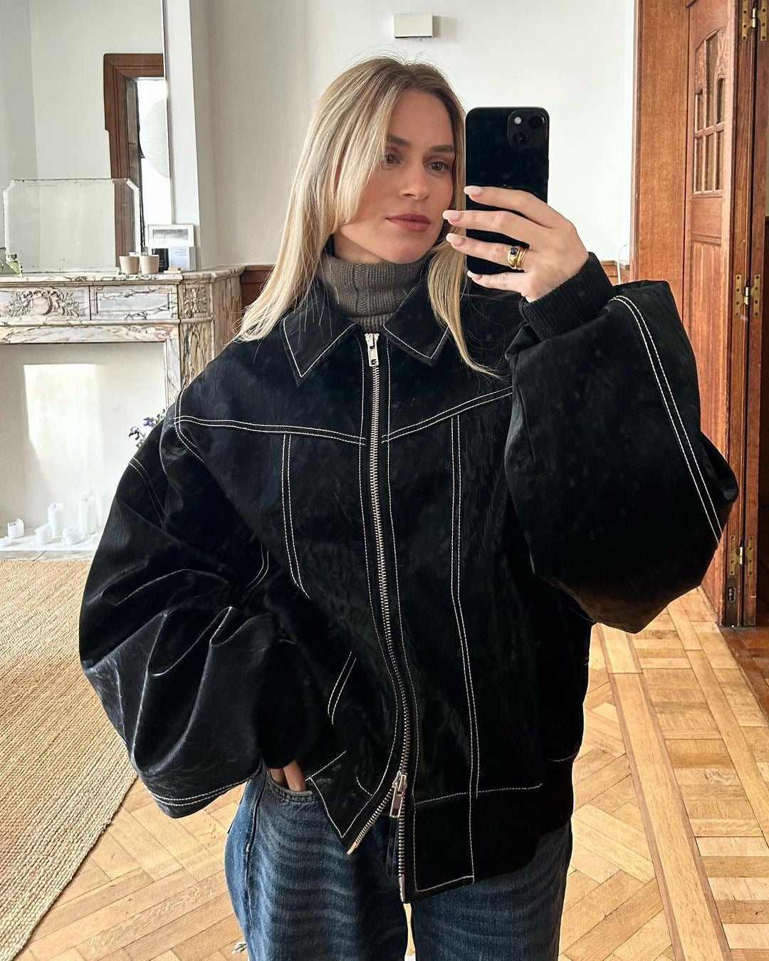 WW | Damen Leder Bomberjacke
