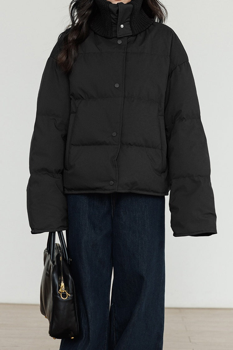 WW | Kragen Weißer Entendaunen-Pufferjacke