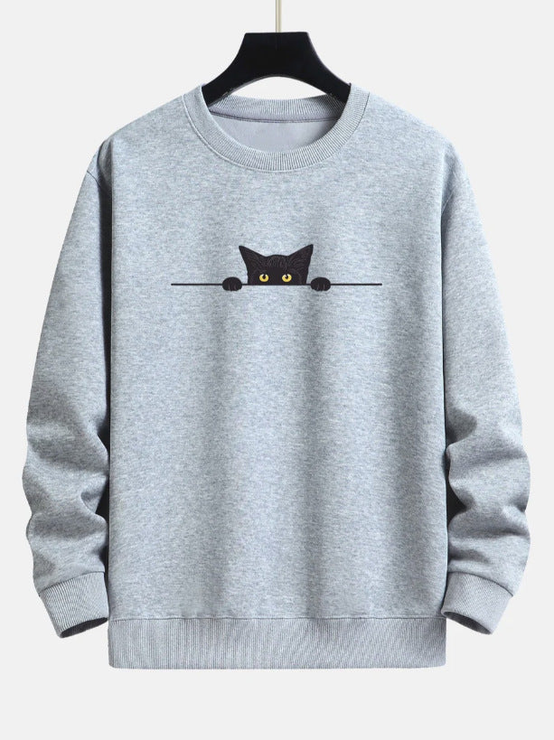 WW | Relax Fit Sweatshirt Mit Schwarzem Katzenprint