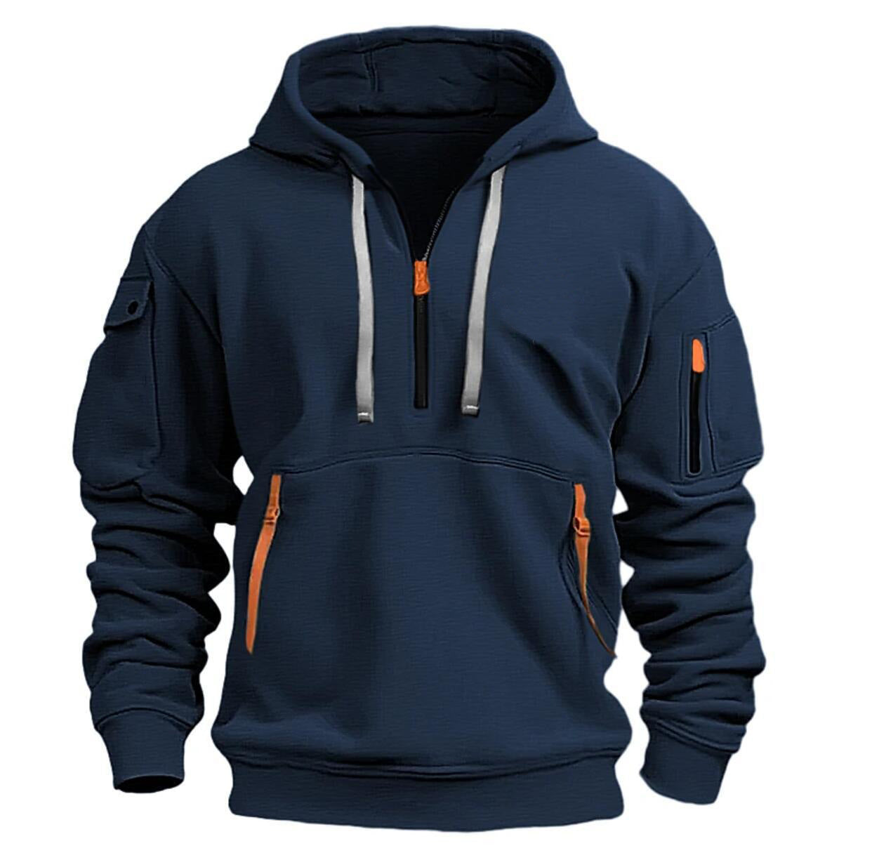 WW | Hoodie with Zipper Pockets - Street Style Pullover with Hood and Utility Design
