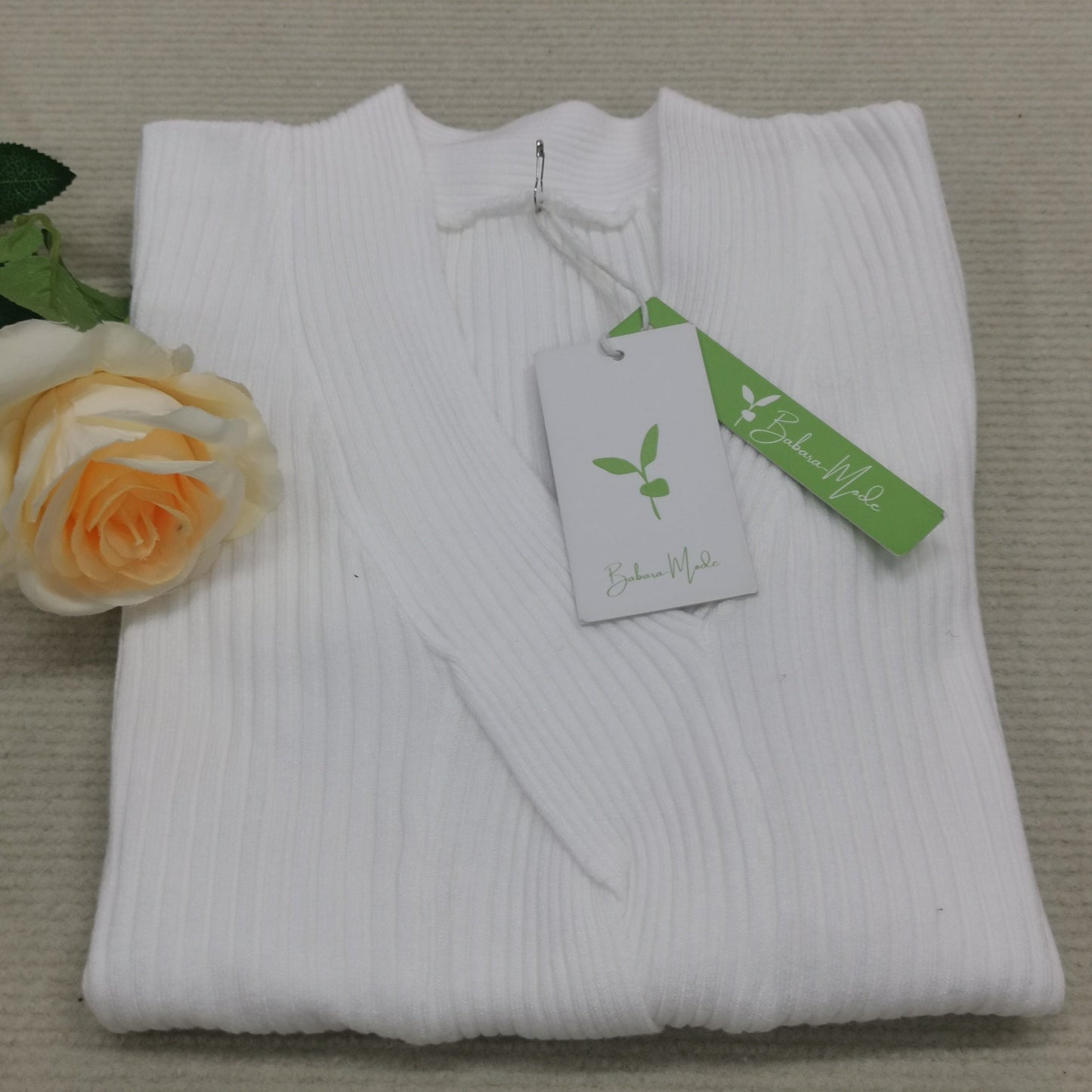 WW | Weißer Pullover Aus Geripptem Material