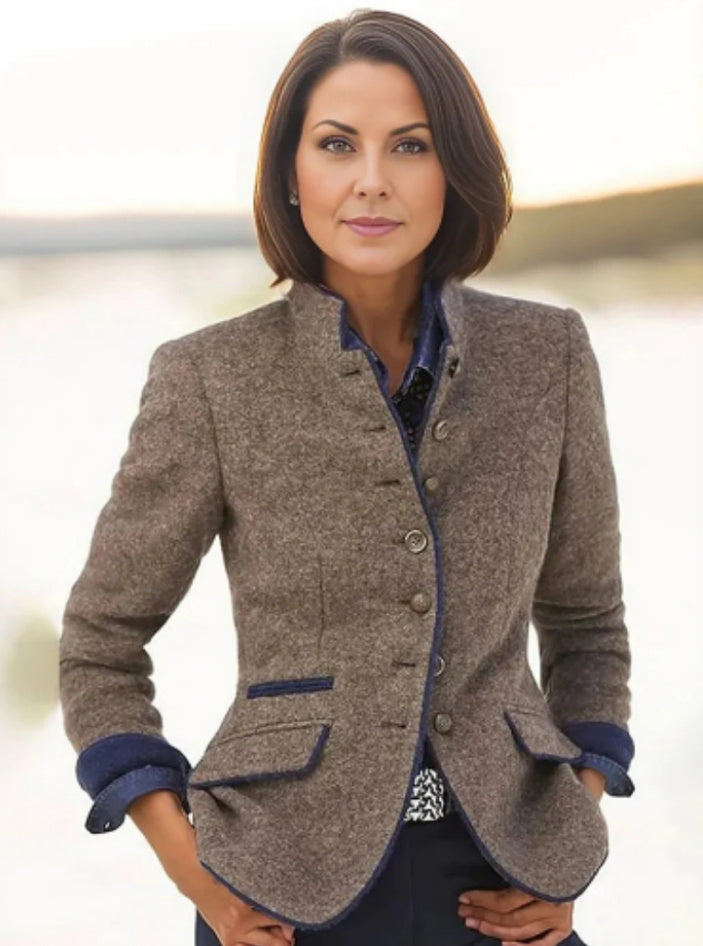 WW | Women's Multi-Button Wool Jacket with Color Combination
