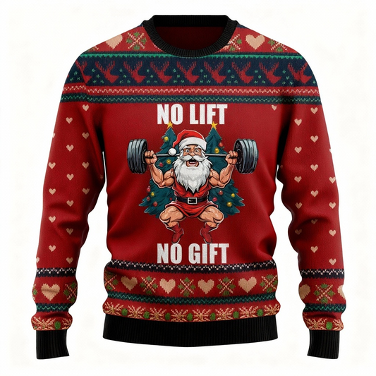 WW | Weihnachtsmann-Muster Druck - Feiertagsikonen Hässlicher Pullover