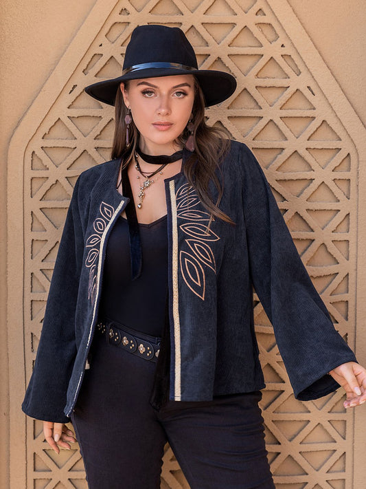 WW | Embroidered Denim Jacket - Wide Sleeves - Premium Cotton Blend - Festival-Inspired Outerwear