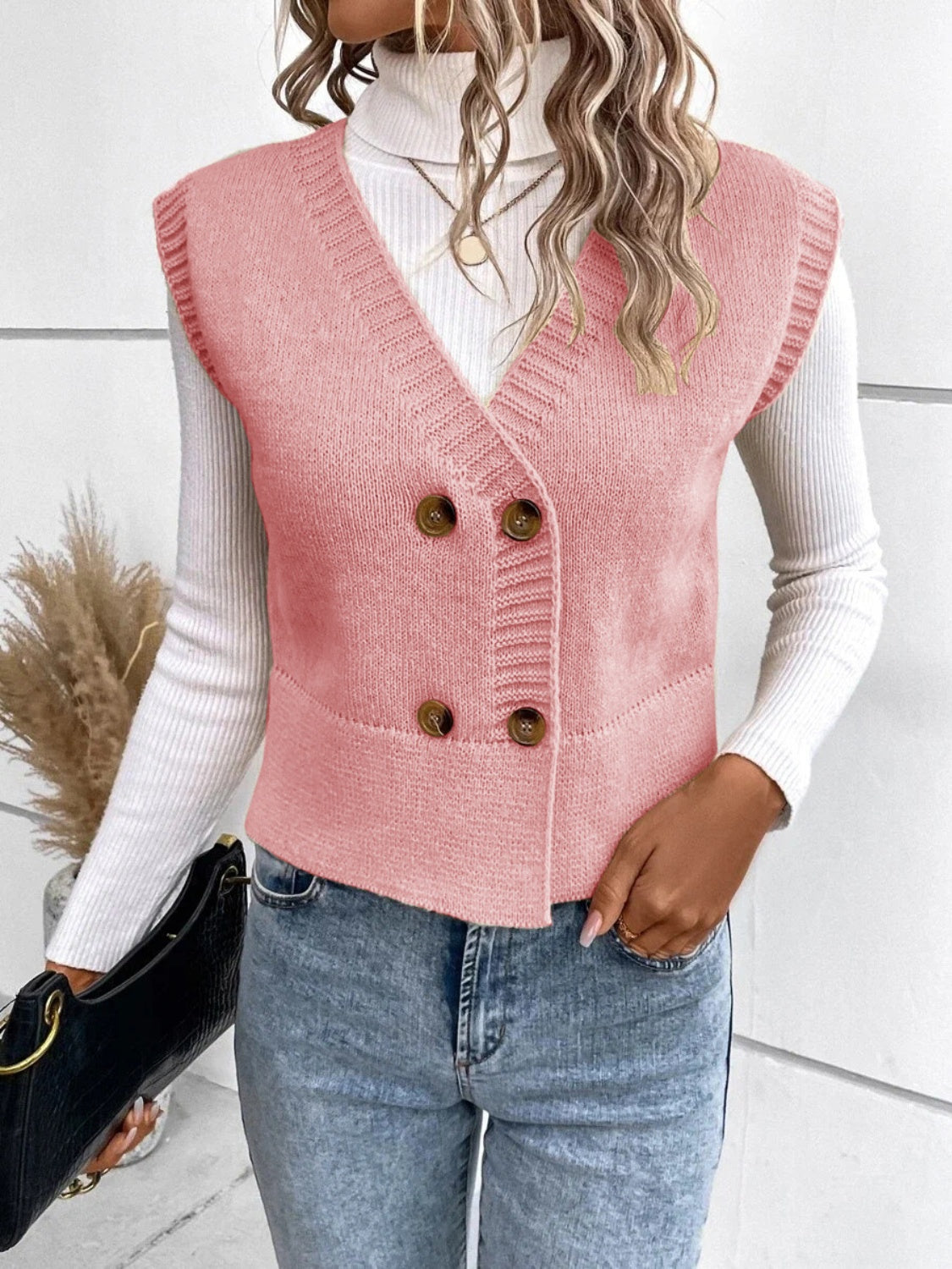 WW | Strickjacke mit V-Ausschnitt und Knöpfen für Damen
