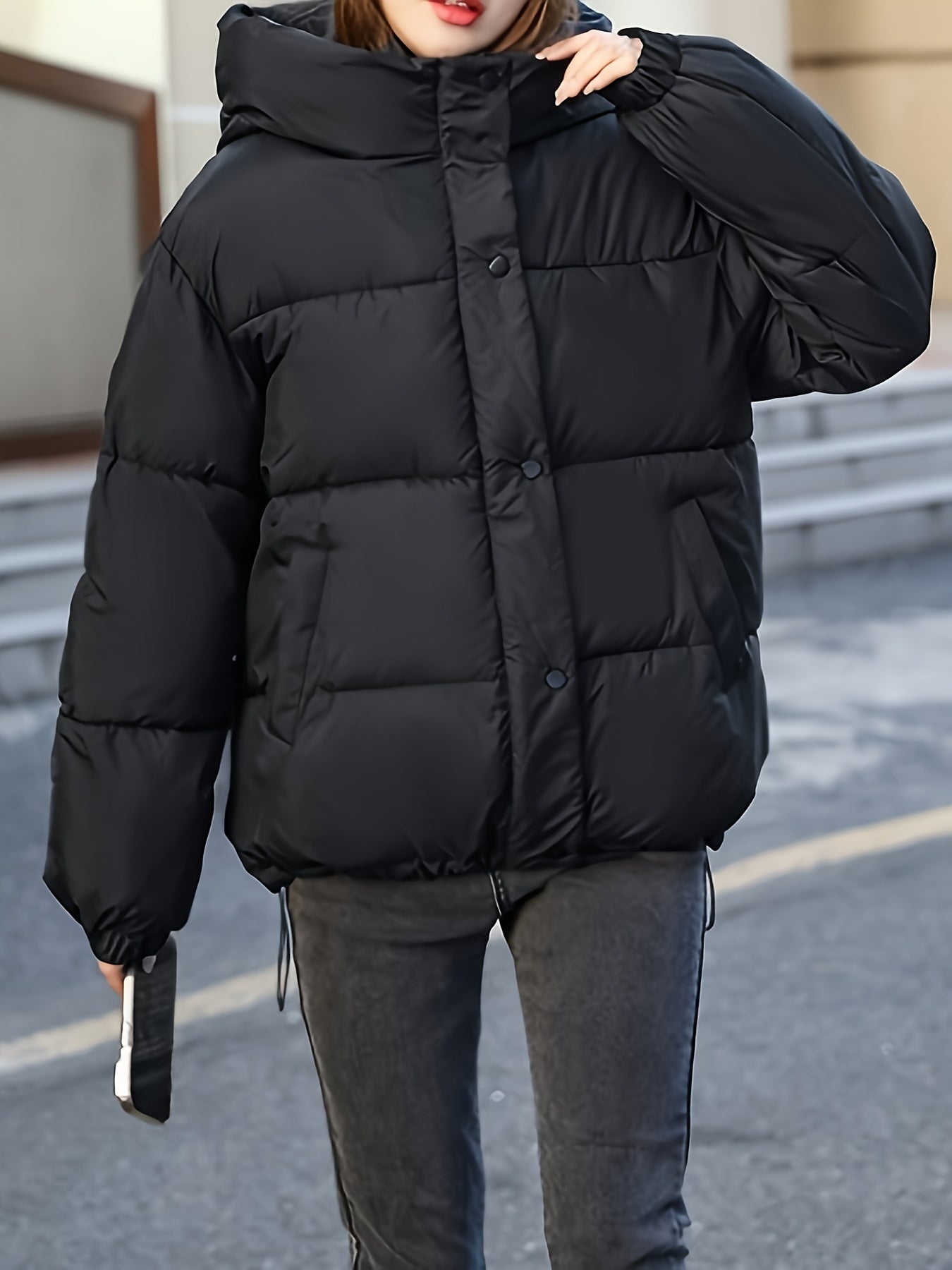 WW | Dicke, lässige Winterjacke mit Kapuze und Reißverschluss für Damen - Perfekt für Herbst/Winter