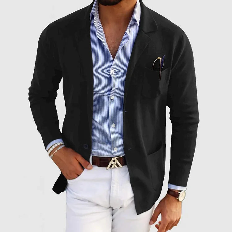 WW | Men's Blazer with Casual Buttoned Pockets and Lapel Collar