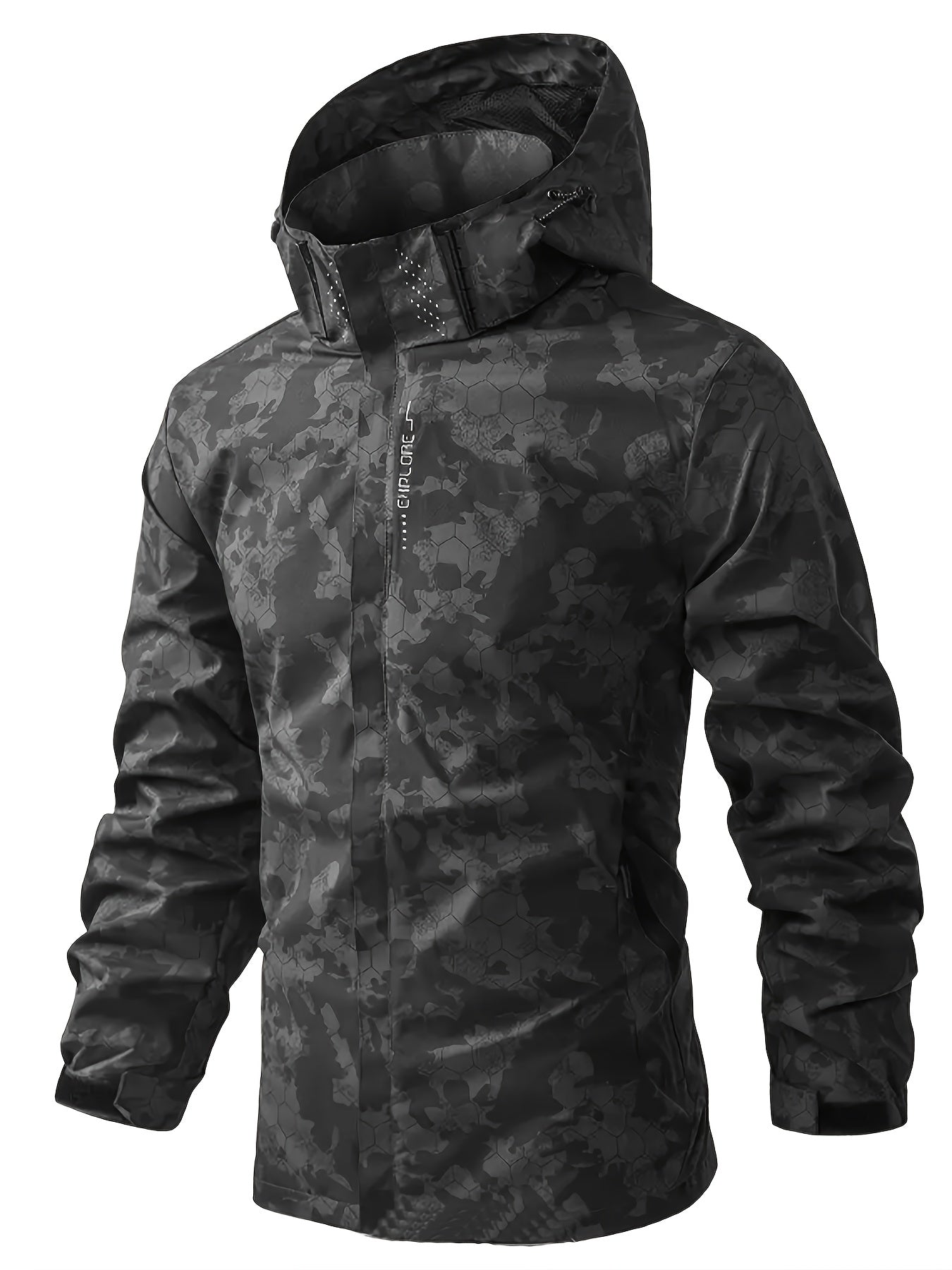 WW | Men's Warm Camouflage Hooded Windbreaker for Spring - Perfect for Spring Outdoor Activities