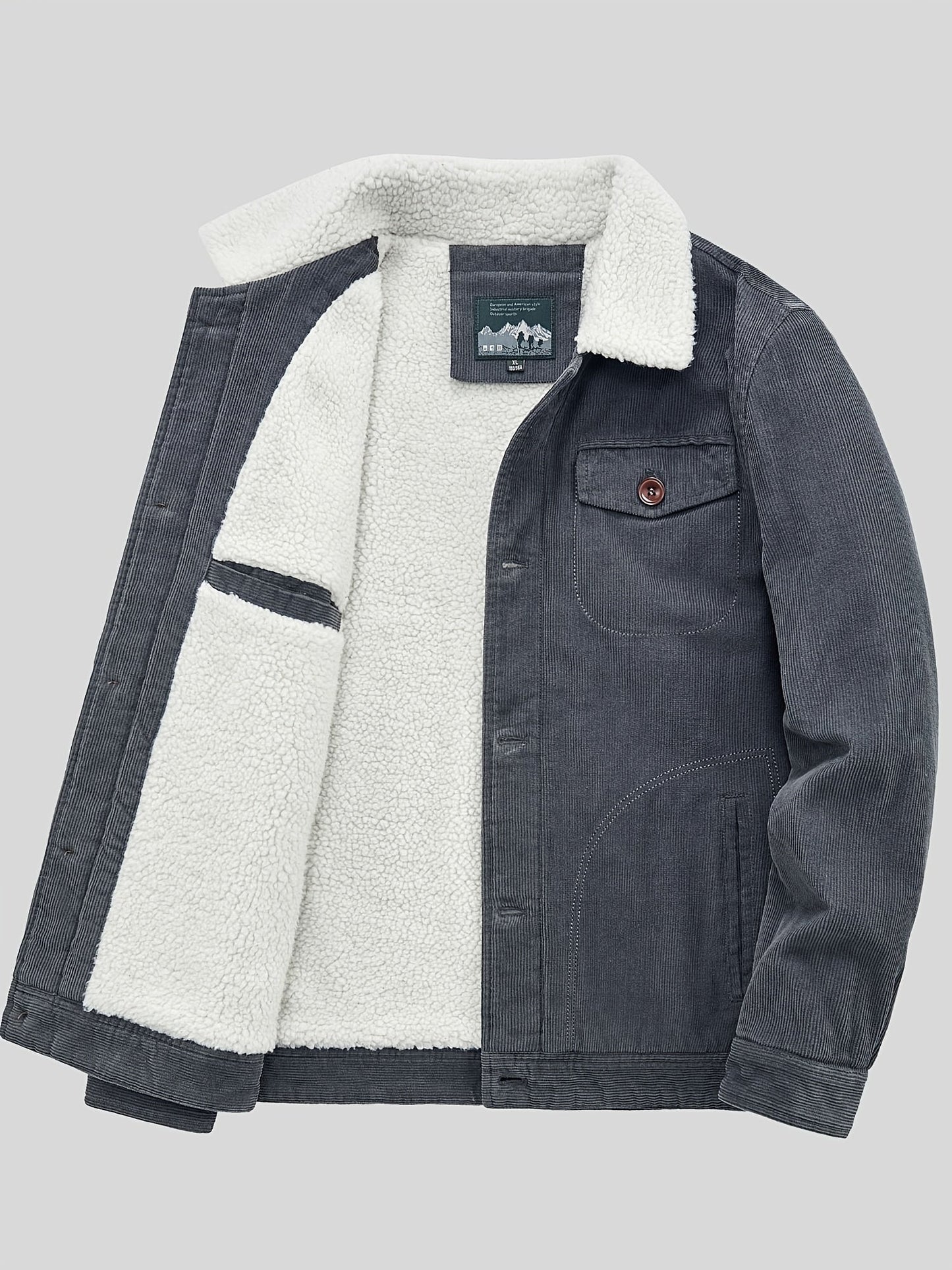WW | Fleece Button Outdoor Jacket Lightweight With Chest Pocket For Men - Perfect For Outdoor Activities