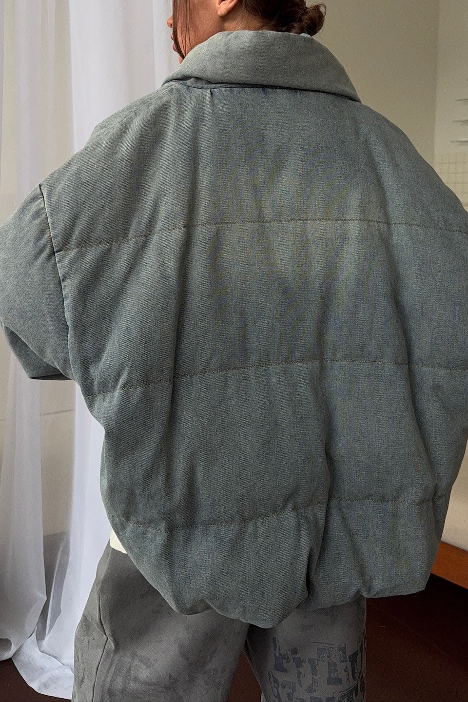 WW | Denim Stehkragen Pufferjacke