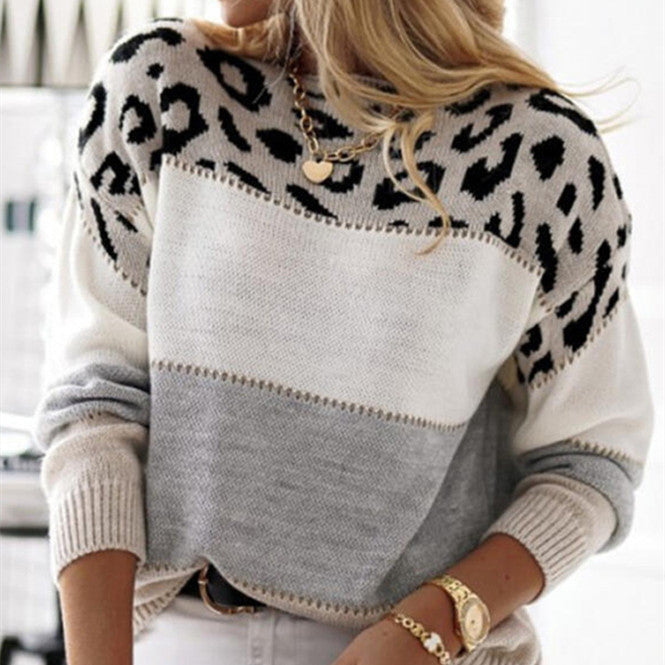 WW | Cozy knit sweater with leopard print