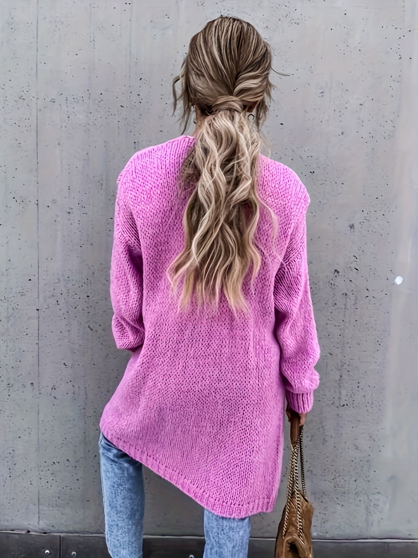 WW | Langarm Gestrickte Strickjacke Für Damen - Perfekt für Alltagstragen