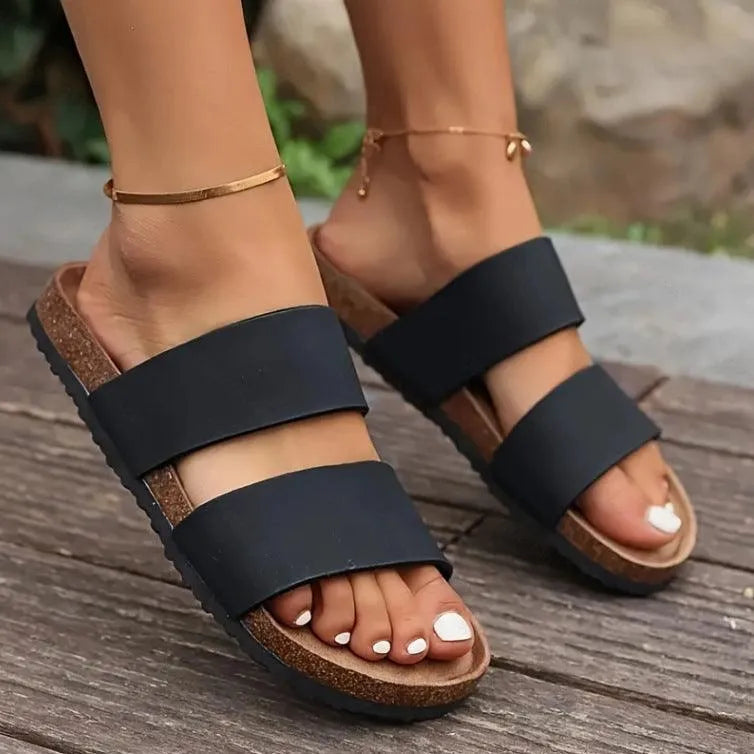 WW | Damen flache Strand-Sandalen mit offener Spitze