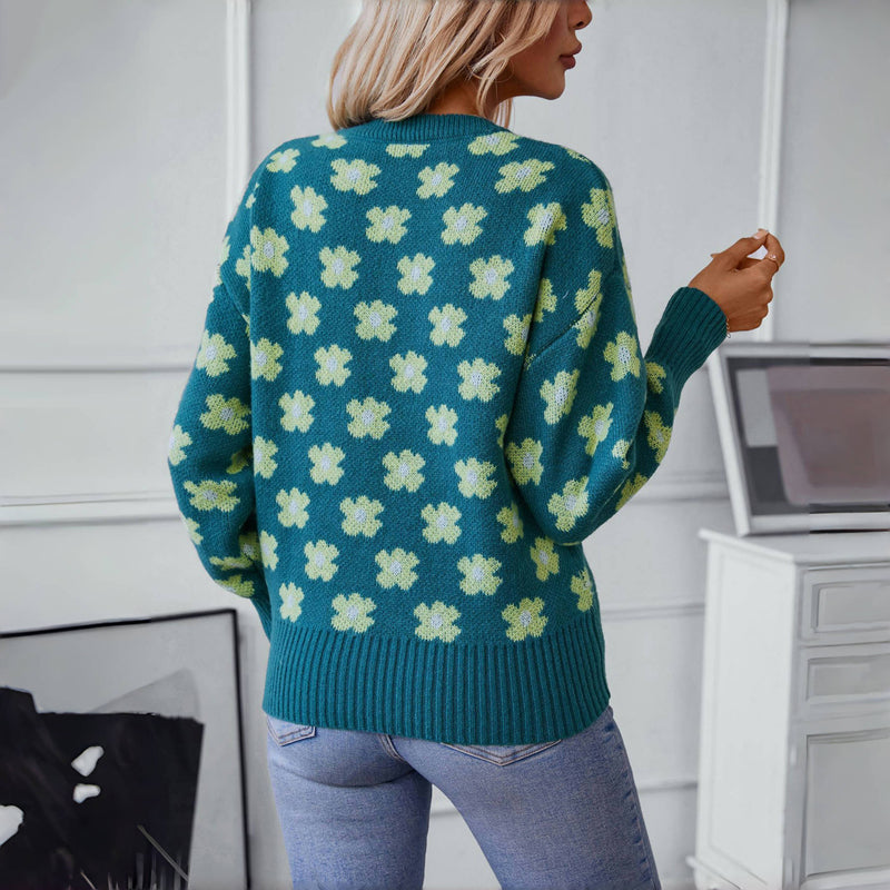 WW | Strickpullover mit Blumenmuster