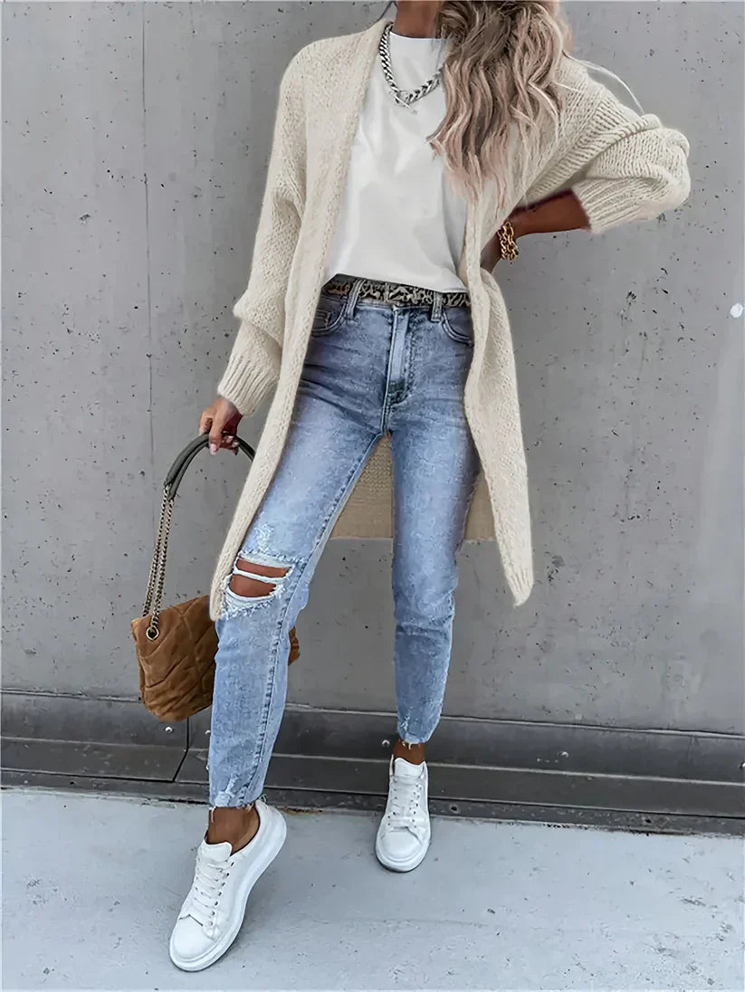 WW | Mid-length Cashmere Knit Cardigan for Women - Perfect for Everyday Wear