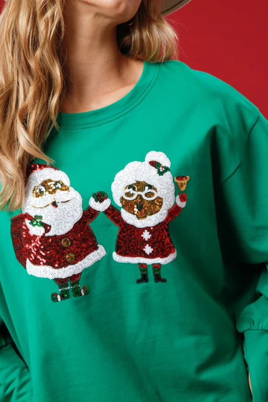 WW | Santa Claus Sequin Casual Loose Long Sleeve Sweatshirt