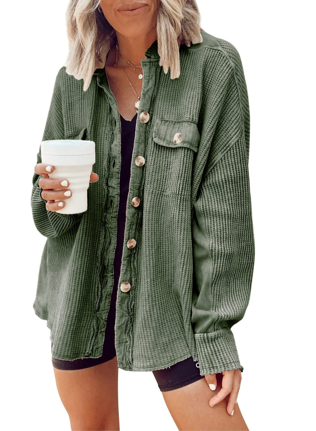 WW | Damenhemdjacke mit Kragen, langen Ärmeln und trendigem Design