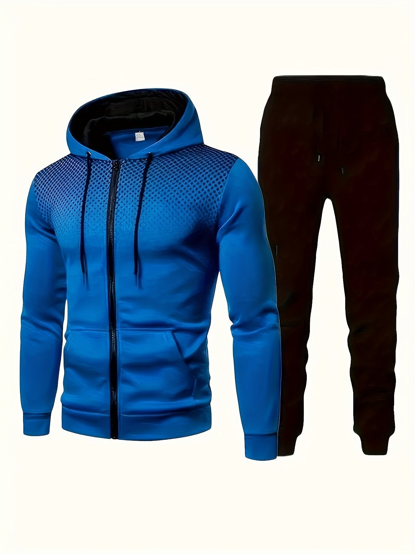 WW | Fleece Sweatshirt Tracksuit with Hooded Long Sleeve and Drawstring Trousers for Men - Perfect for Leisure Activities