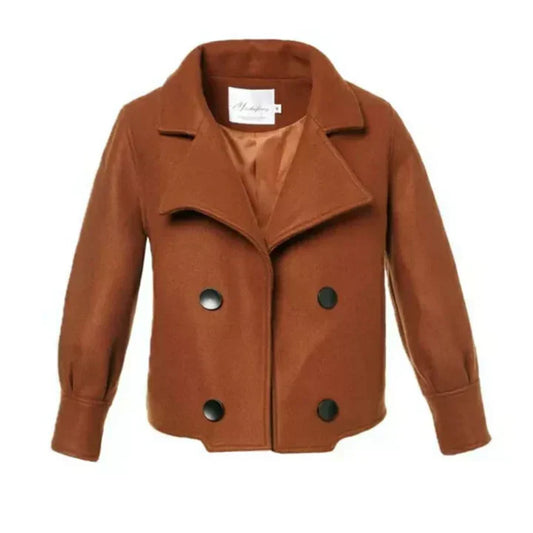 WW | Damen Kurzjacke mit Reverskragen – Zweireihiger Woll-Look Blazer für Herbst & Alltag
