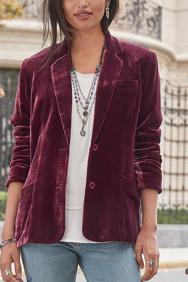 WW | Velvet plain fashionable casual suit jacket