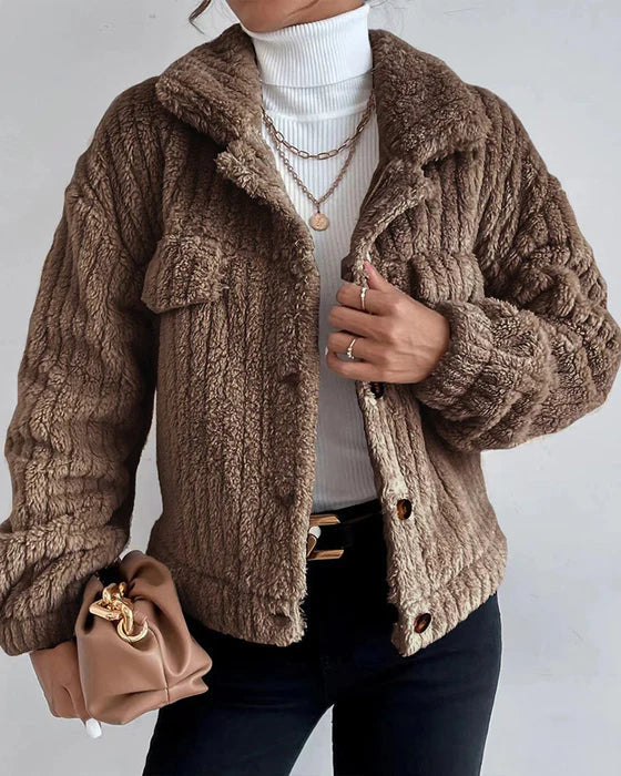WW | thick solid-colored coat with reversible button and long sleeves