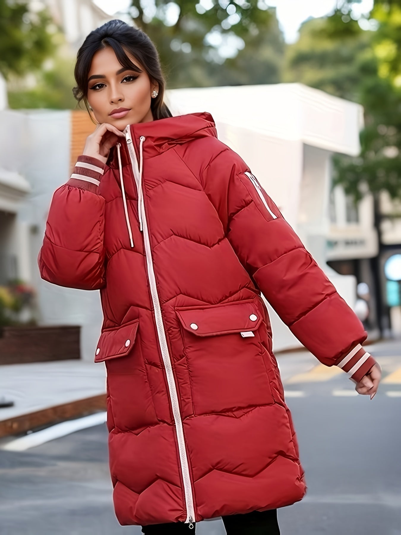 WW | Thick, Casual Winter Jacket with Pockets and Hood for Women - Ideal for Autumn/Winter