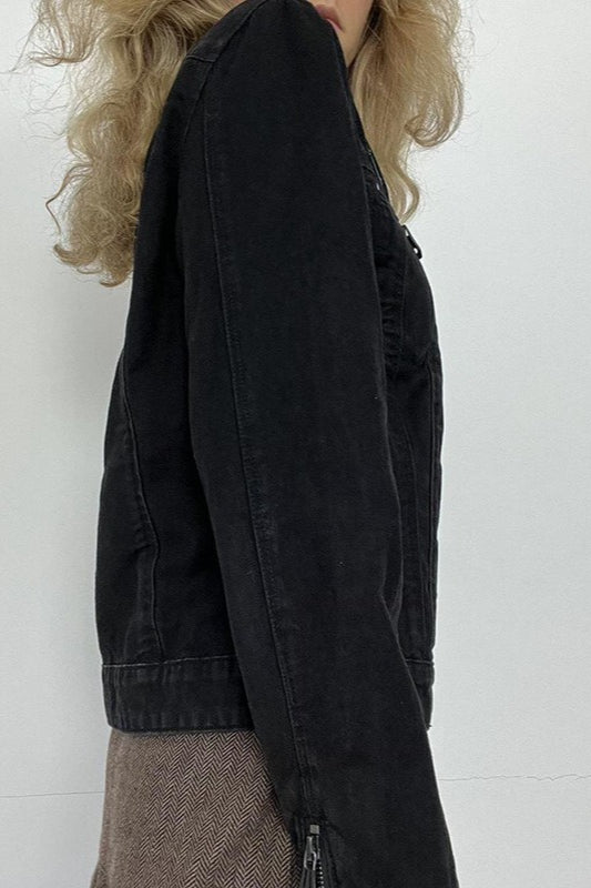 WW | Schwarze Denim Truckerjacke