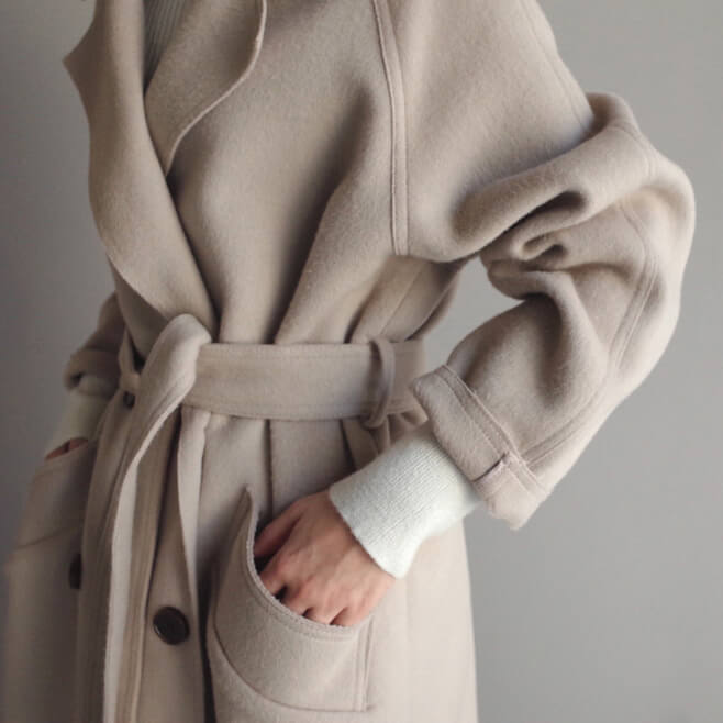 WW | Wool Blend Coat - Soft Beige - Belted Style - Winter Essential