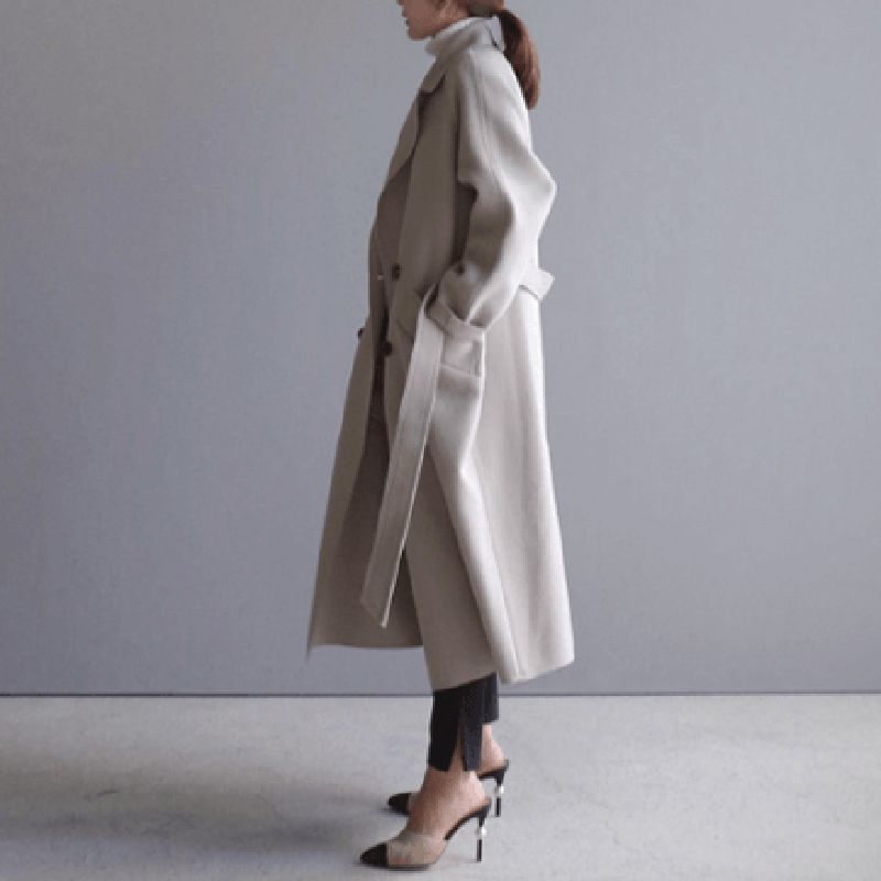 WW | Wool Blend Coat - Soft Beige - Belted Style - Winter Essential