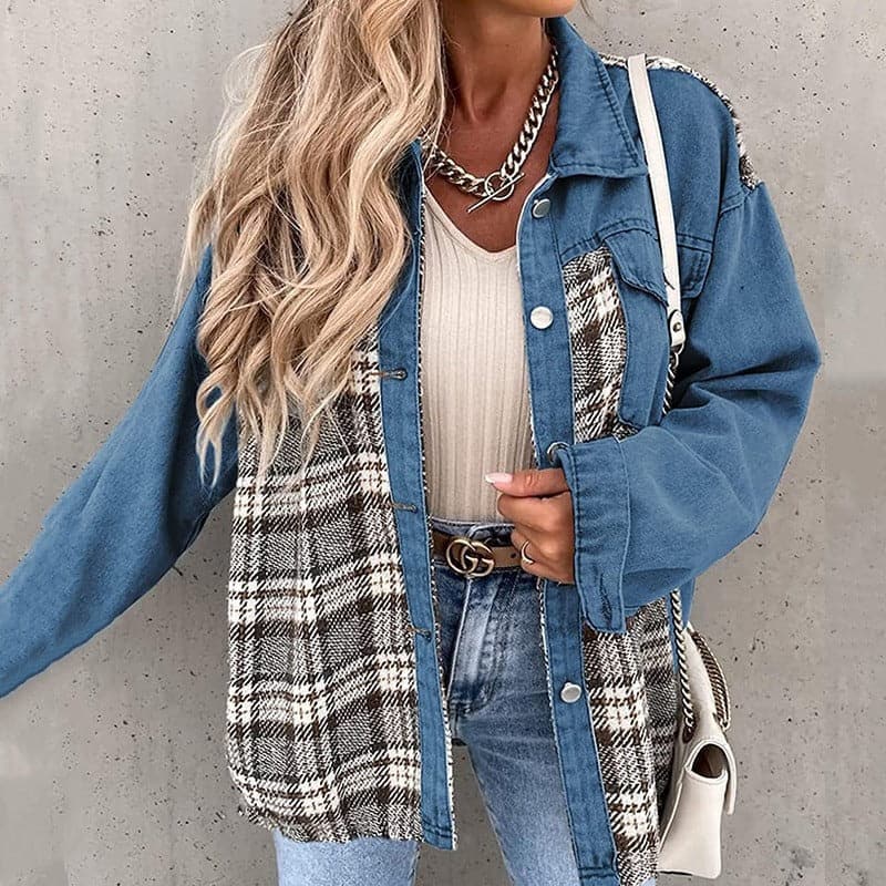 WW | Shirtjacke Übergroß Fit Kariert Und Unifarben Lange Ärmel Knöpfe