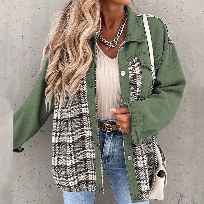 WW | Shirtjacke Übergroß Fit Kariert Und Unifarben Lange Ärmel Knöpfe