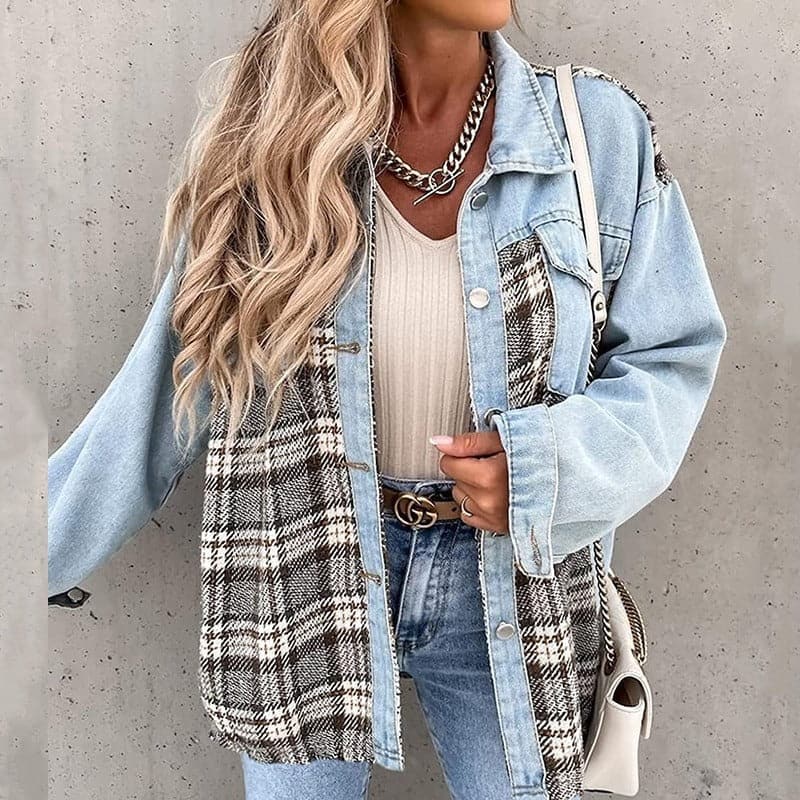 WW | Shirtjacke Übergroß Fit Kariert Und Unifarben Lange Ärmel Knöpfe
