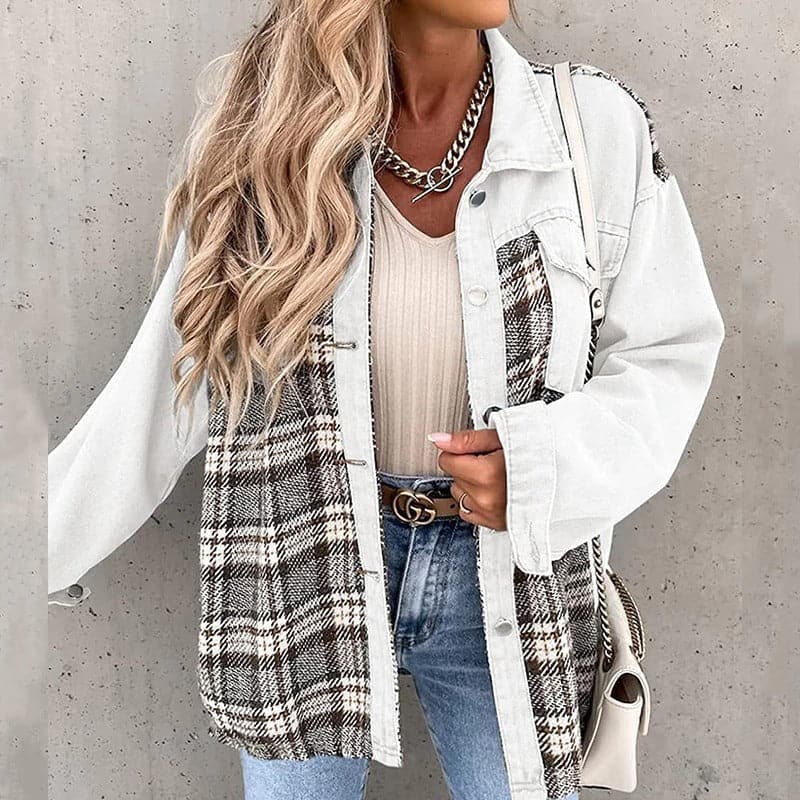 WW | Shirtjacke Übergroß Fit Kariert Und Unifarben Lange Ärmel Knöpfe