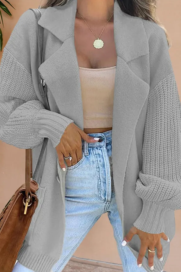 WW | Suit Collar Knitted Patchwork Wool Jacket
