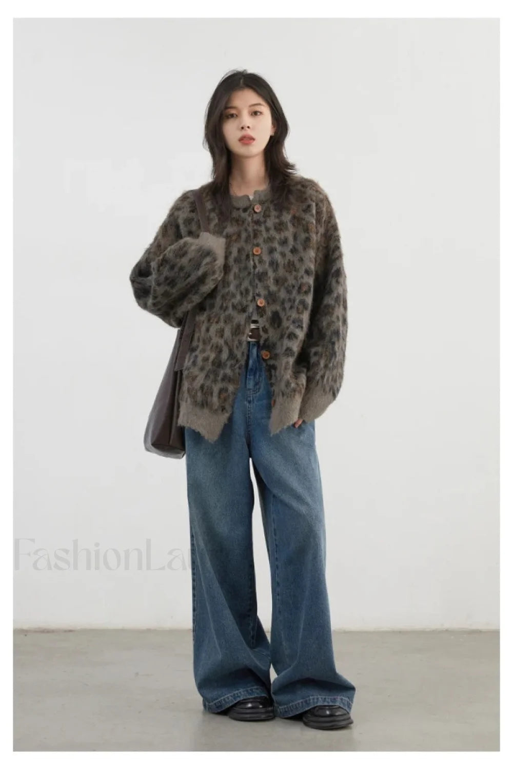 WW | Cozy leopard print single-breasted cardigan