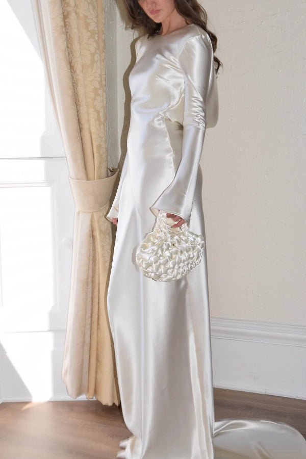 WW | Pearl Eden Satin Backless Cowl Neck Gown Maxi Dress