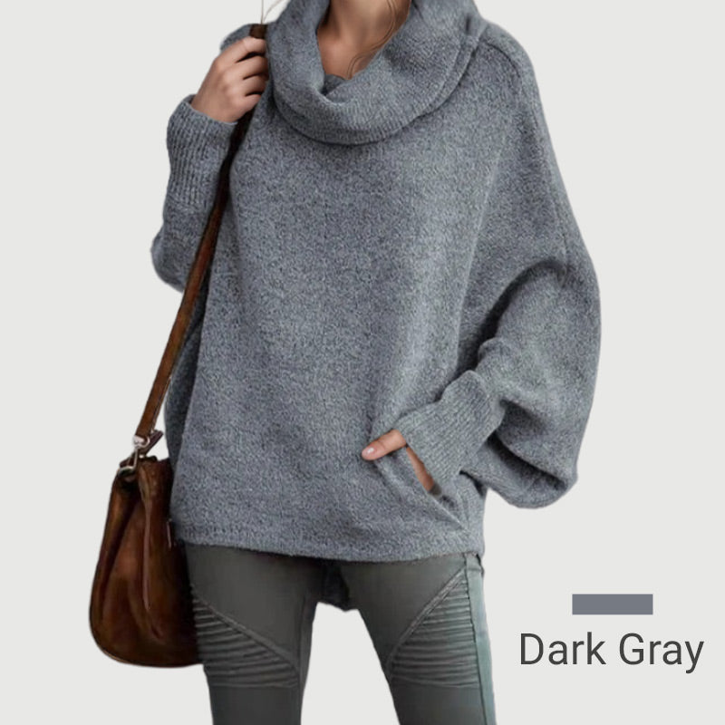 WW | Cozy batwing sweater with waterfall neckline and pockets