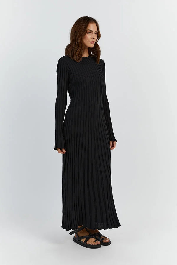 Elodie | Round Neck Midi Sweater Dress