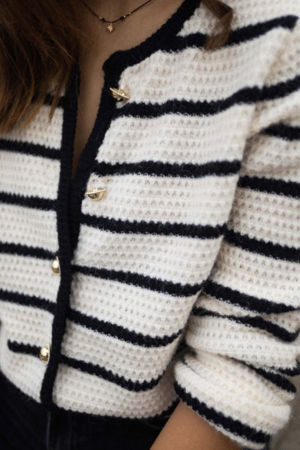 WW | gestreifter Rundhalsjacke