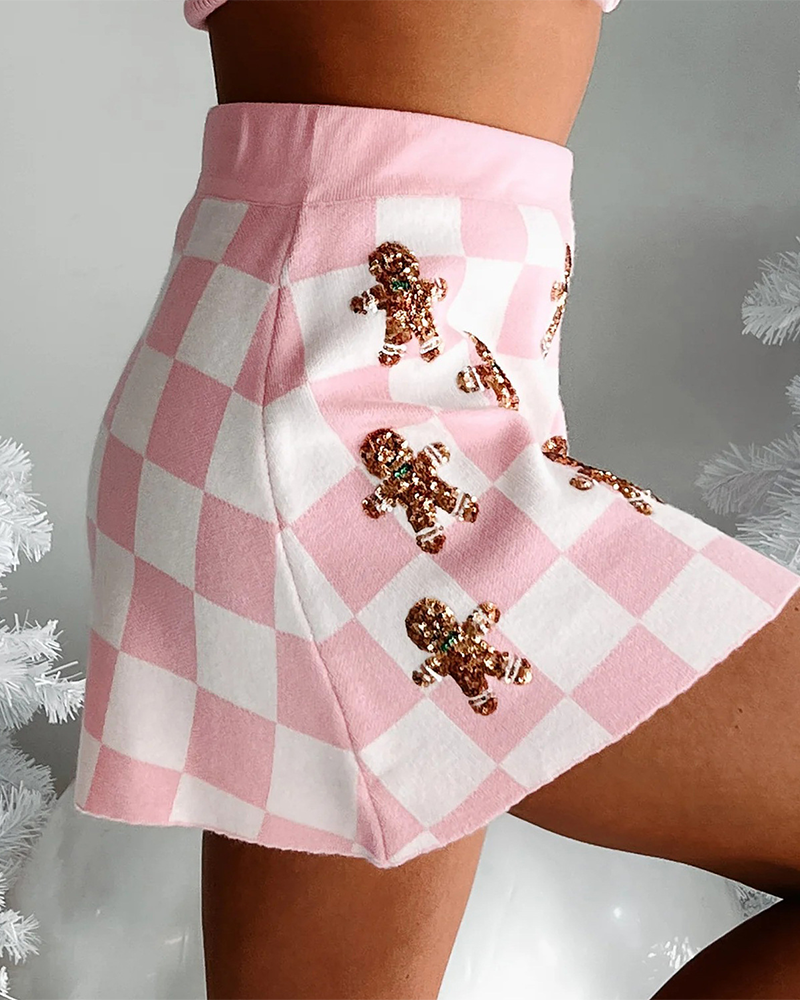 WW | Christmas Polka Dot Knitted Sweater Short Skirt Suit