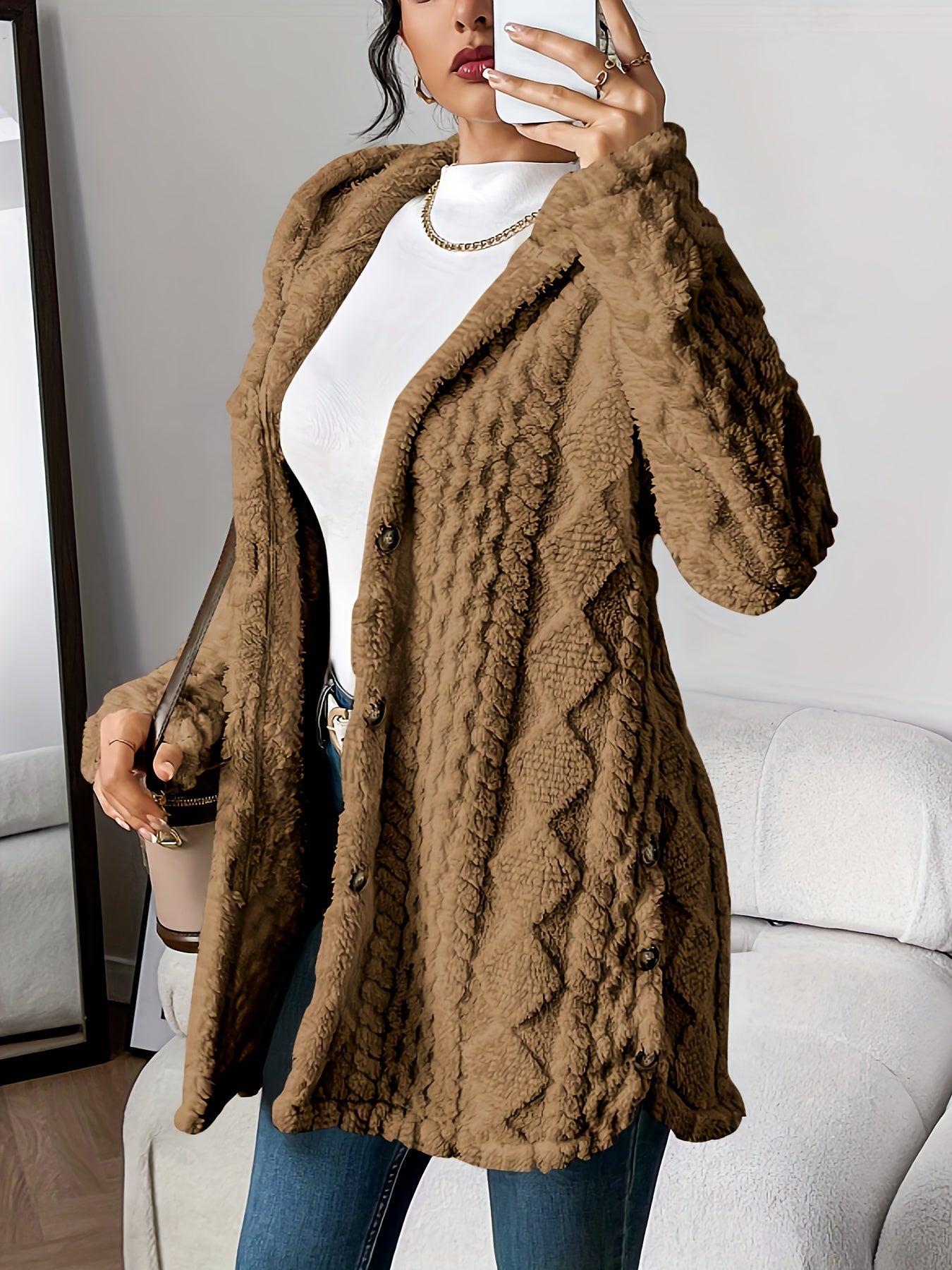WW | Long jacket with hood and buttons