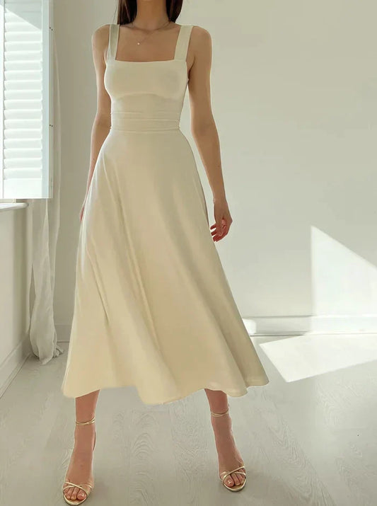 WW - Elegantes ärmelloses A-Linien-Midikleid – Zeitloser Chic | Fit-and-Flare Midikleid – Perfekt für jeden Anlass